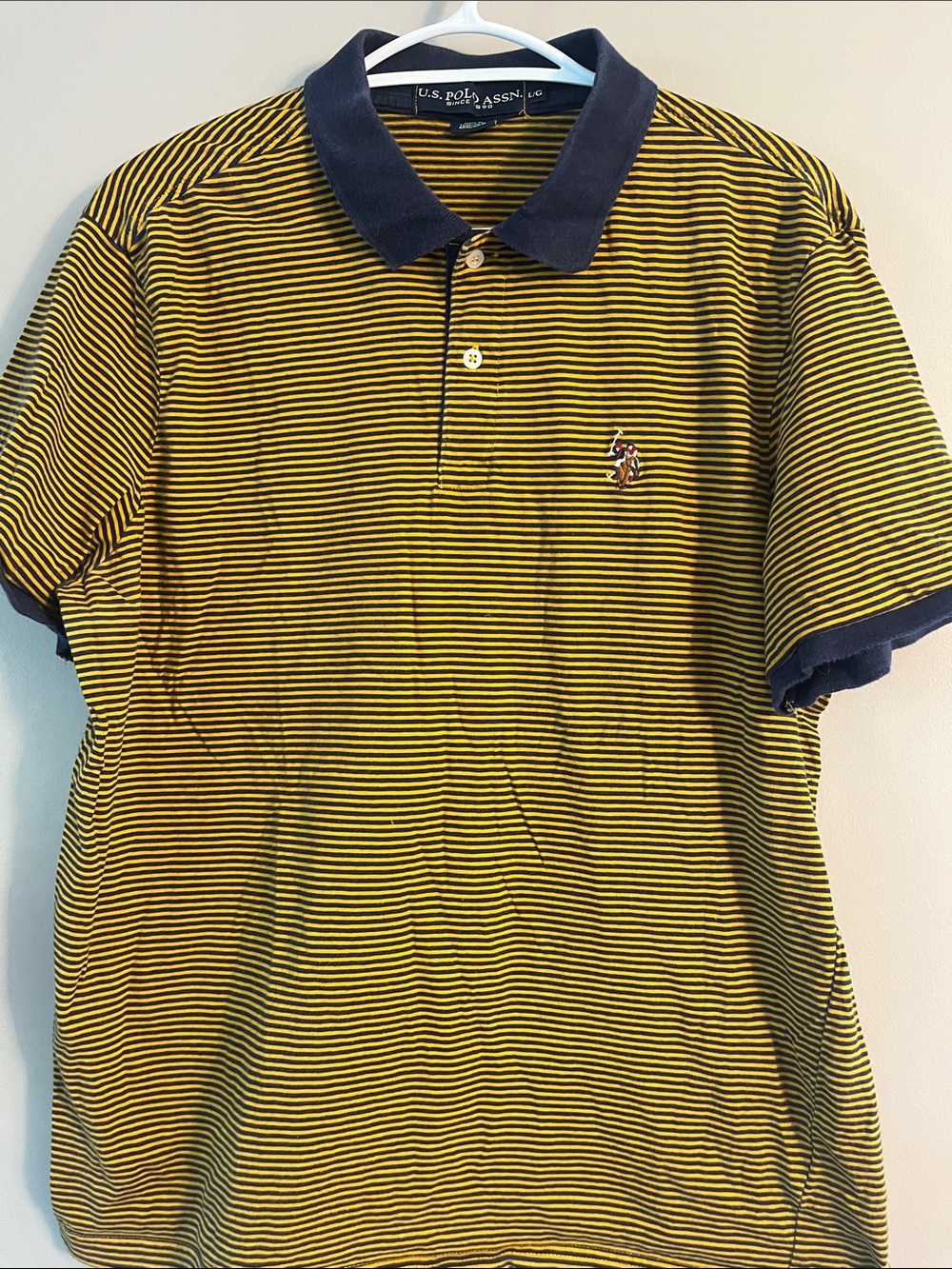 U.S. Polo Assn. Yellow & Navy Striped Polo Shirt